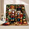 3D Christmas Nutcracker Soft Flannel Blanket for Bed Bedroom Sofa Picnic, Warm Throw Blanket for Cover Outdoor Leisure Nap Gift