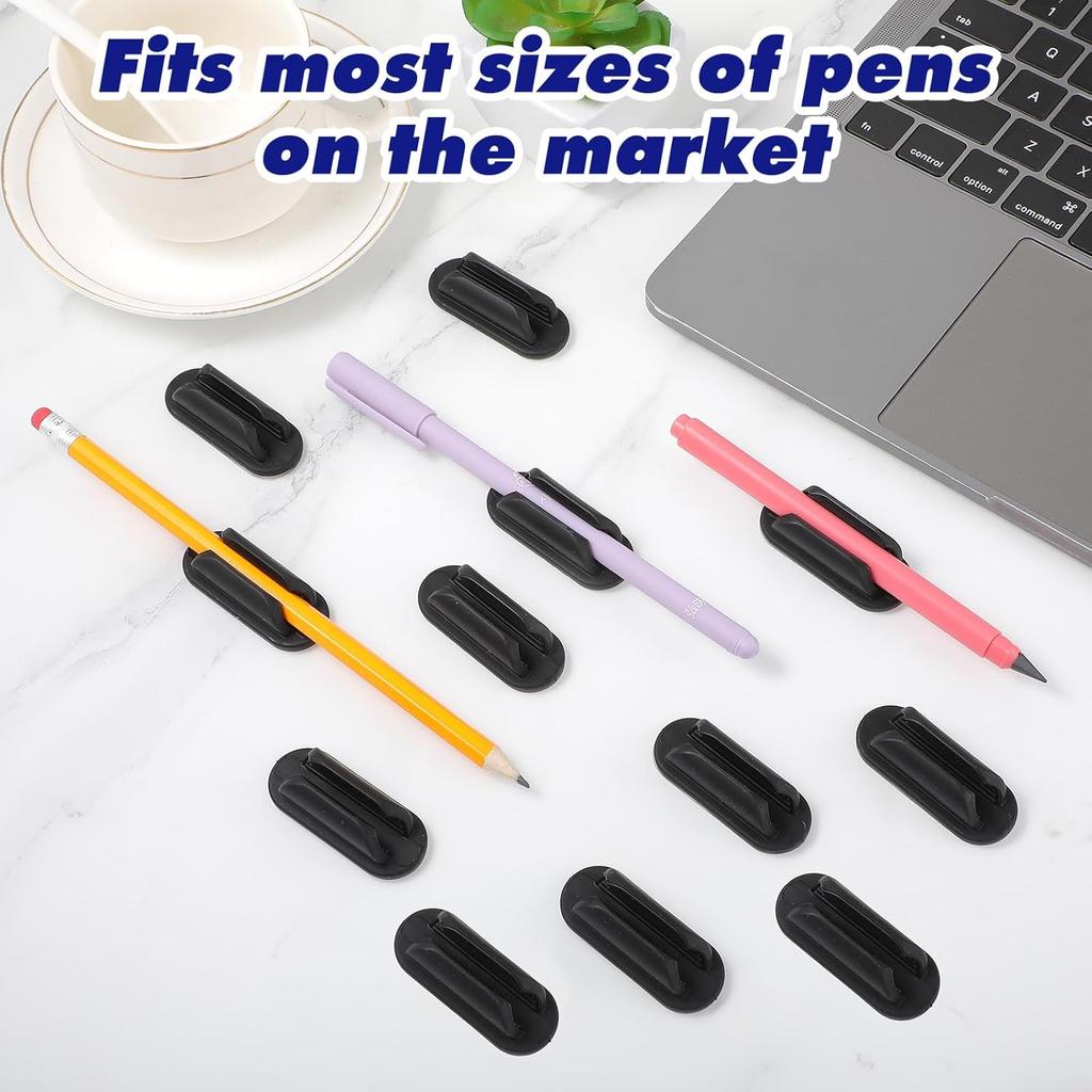 10 Pcs Adhesive Pencil Holders for Desk, Silicone Stylus Pen Organizer for Walls, Clipboards, Office Essentials Accessories, Teacher Classroom