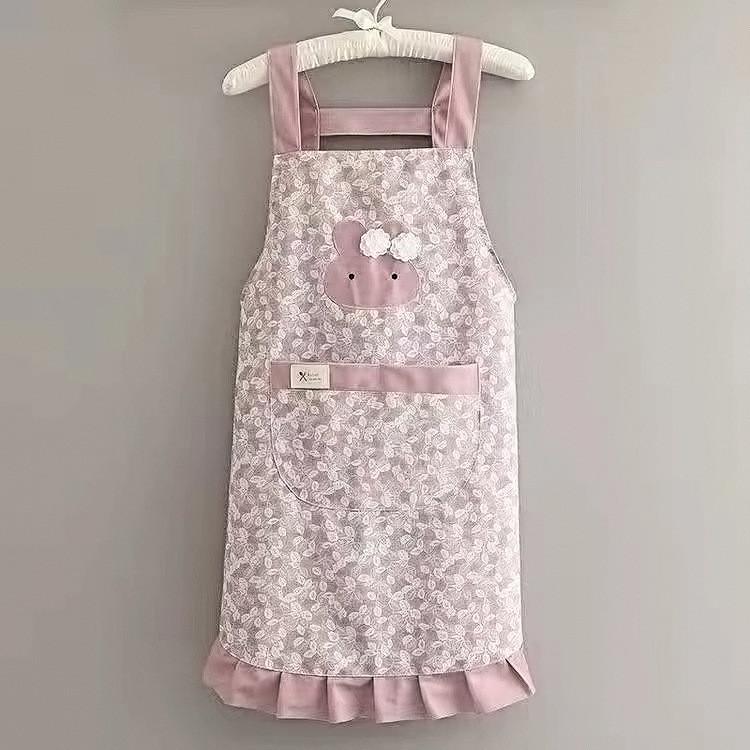 Apron Prevents Oil Stains Dirt Little Rabbit Pattern Lace Unisex Gift Design