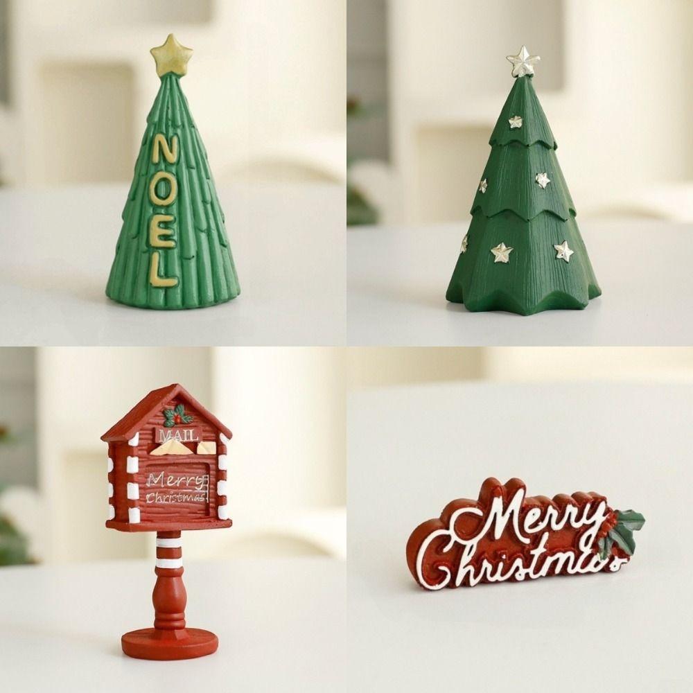 Handicrafts Christmas Tree Decoration Set Resin Mini Christmas Tree Desktop Ornaments Office