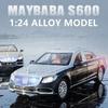 New 1:24 Maybach S600 Metal CarsModel Diecast Alloy High Simulation Vehicles Car Model 6 Doors Can Be Opened Toys Gift