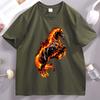 Fire Horse Graphic T Shirts Flaming Printed Tshirt Unisex Unisex Cotton Short Sleeve Round Neck Tshirt Comfortable Streetwear