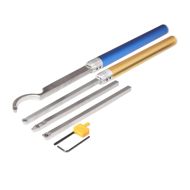 A25F-6-In-1 Woodturning Tool Set With Carbide Inserts And Swan Neck Aluminum Handle For Woodworking Lathe