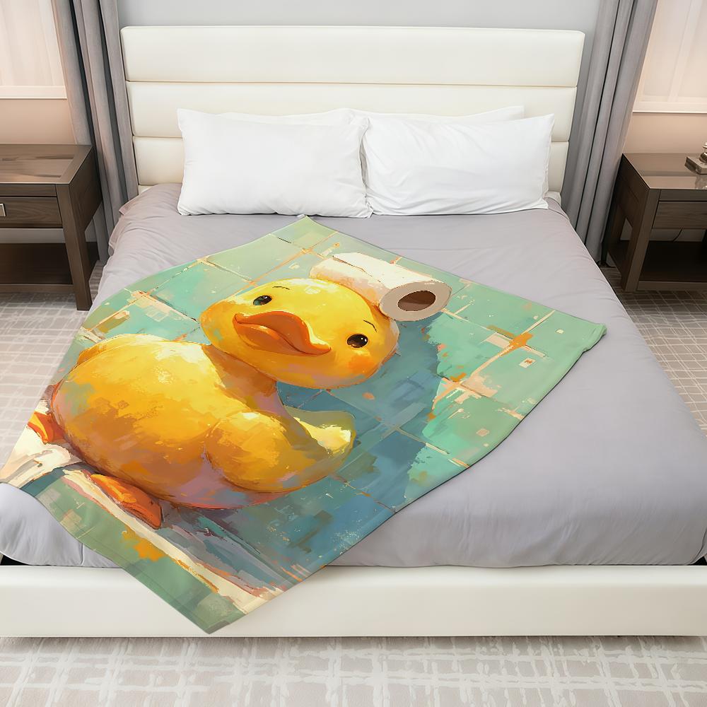 Duckling With Toilet Paper Hat Blanket Throw Super Cosy Plush Living Room Sofa Couch Childish Birthday Gifts