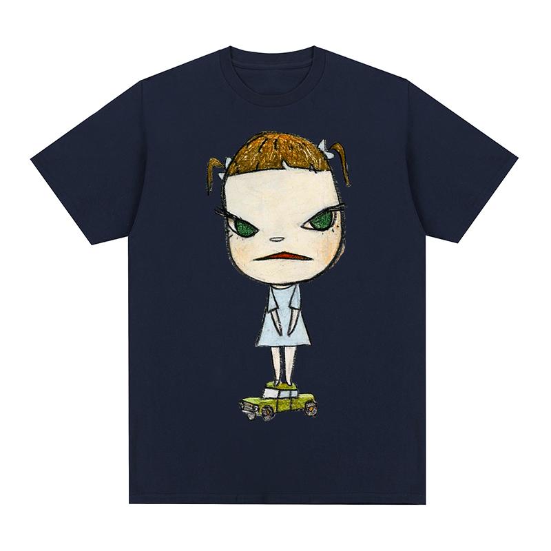 Yoshitomo Nara GIRL ON GREEN CAR Vintage Tshirt Funny Cute Cartoon Anime Cotton Unisex T shirt New TEE TSHIRT Womens tops