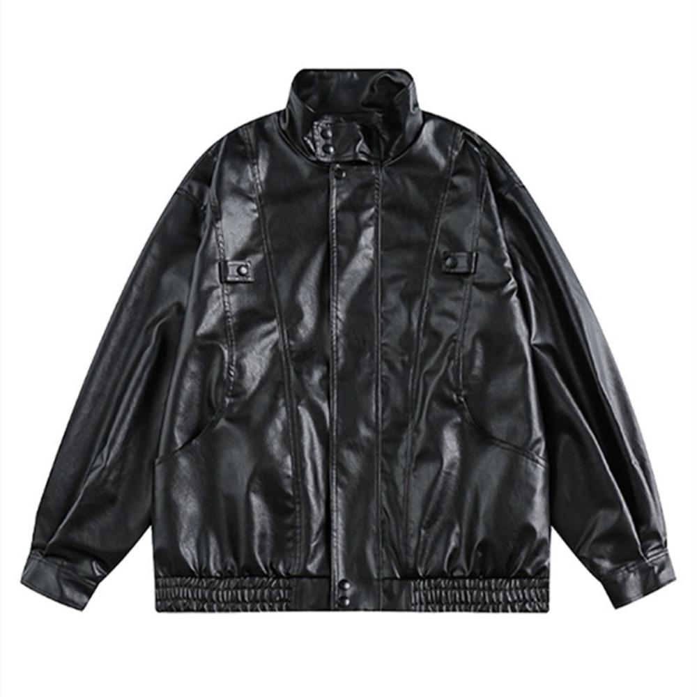 

Американская уличная куртка-бомбер из искусственной кожи ПУ мужская весенне-осенняя модная брендовая куртка в стиле хай-стрит, хулиганская, красивая, в стиле локомотив XXXL чёрный
