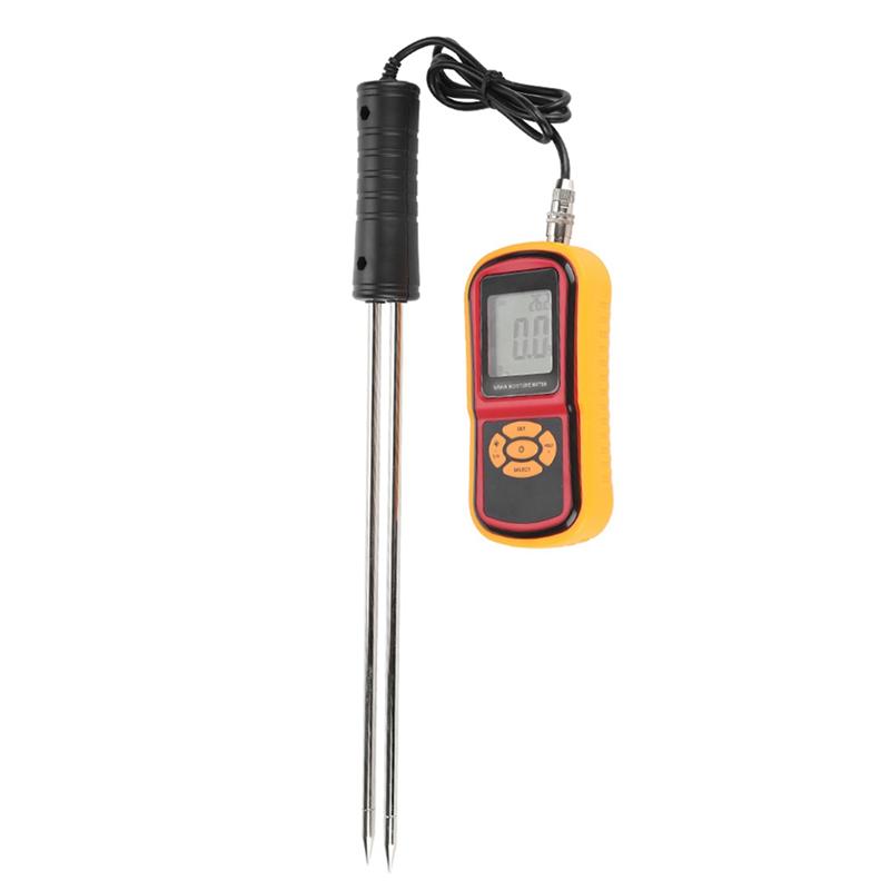 A74E-GM640 Digital Moisture And Temperature Meter For Grain - Portable LCD Display For Wheat, Rice, Corn, Bean
