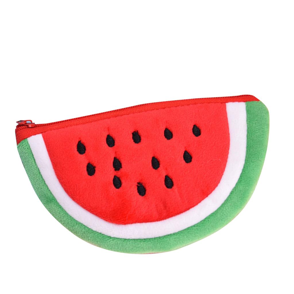 Watermelon Change Pouch Cute Fun Design Soft Plush Mini Purse for Lipsticks Earbuds Charging Cable