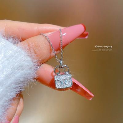 CDJAIME 925 Sterling Silver Necklace For Women Trendy Bag Shape Design Pendant Necklace Fine Jewelry Gifts Accessories