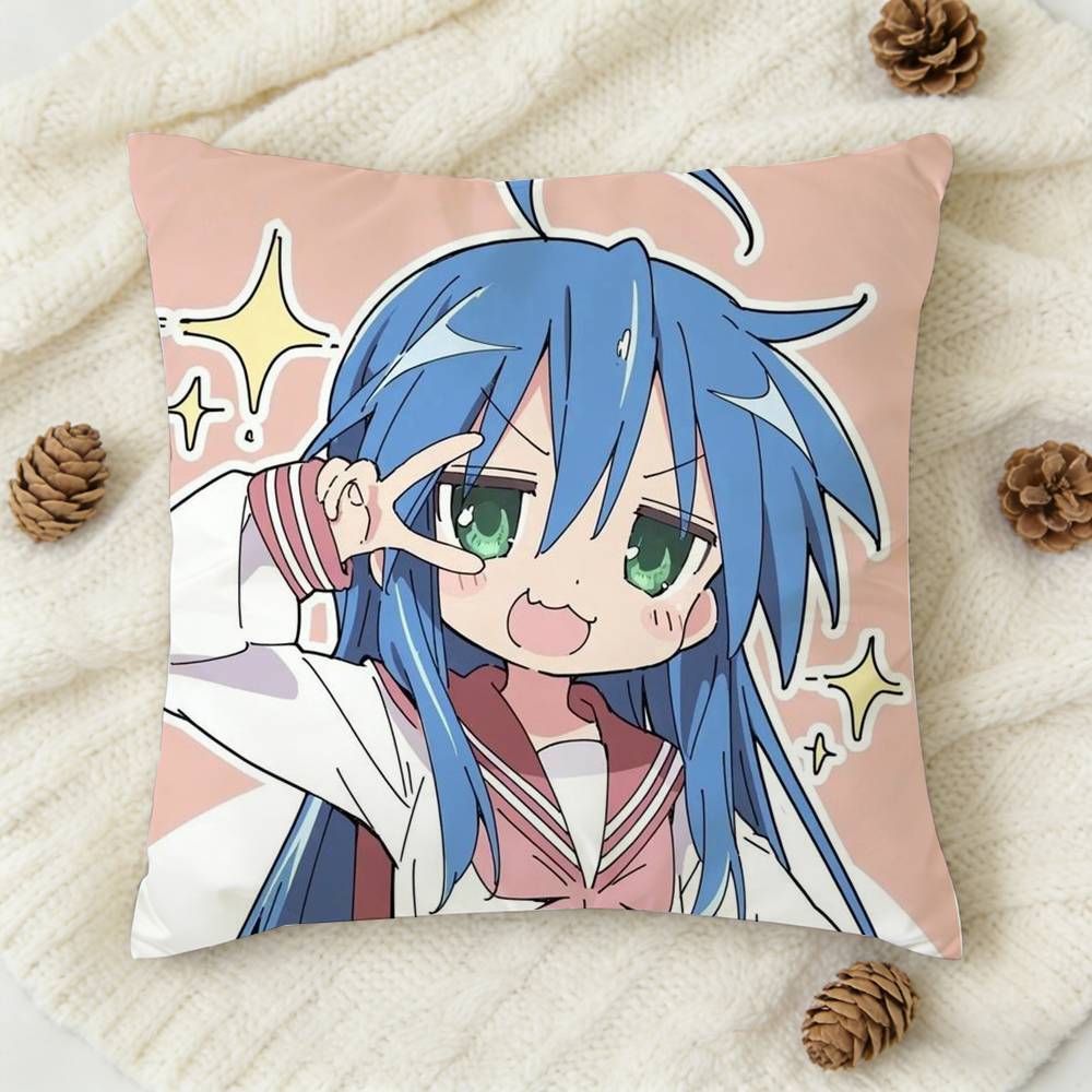 Cute I-Izumi K-Konata Double-Sided Printed Square Decorative Cushion Cover For Sofa Living Room Home Decor