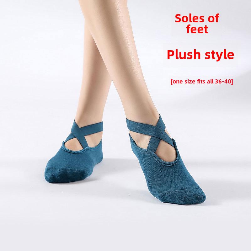 Women's Anti-Slip Cotton Yoga Socks for Autumn & Winter - Instep-Exposed Pilates & Dance Fitness Socks