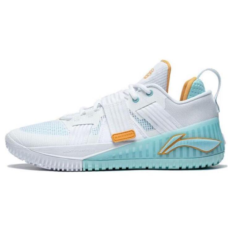 

New LiNing Rage Wear Resistant Low Top Basketball Shoes Men s White Cyan ABFT019-5 45