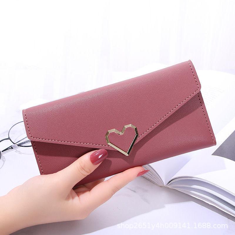 Solid Color Korean Style Slim Women's Long Wallet with Multi-Card Slots and Fresh Coin Purse