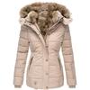 Winter Warm Fur Collar Cotton Jacket Women's Zipper Long Sleeve Slim Cotton Coat Hooded Coat