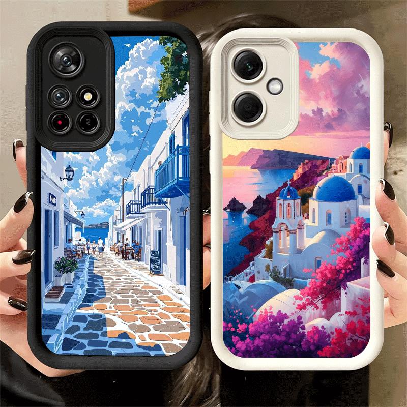 Santorini Greece Summer Soft Phone Case for Xiaomi Poco X7 X6 X5 Pro X4 Gt X3 F7 Ultra M8 M7 Redmi 15C 15 14C 13 13C 12 12C 10 1