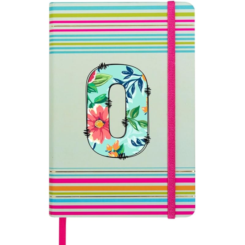 DOODLE Initial O Stripes Theme Premium Hard Bound B6 Notebook Diary|192 Ruled Pages(144 Ruled + 48 Blank)|4.75 * 7 Inche