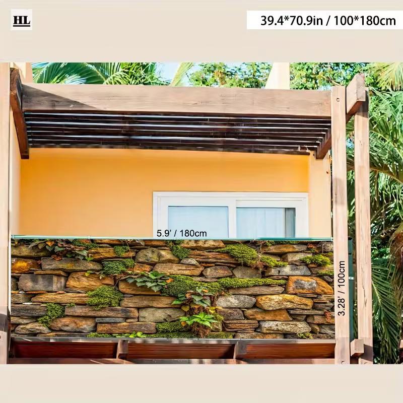 2D Greenery Stone Wall Backdrop for Outdoor Patio and Balcony Decor