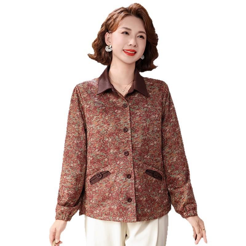 2026 Stylish Spring/Autumn Jacket for Middle-Aged & Elderly Women: Loose, Slimming Fashion Coat