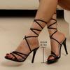 Summer Women's High Heels Sandals Fashion Rome Sexy Cross Strap Open Toe Femme Pumps Sandals Large Size 35-42 Zapatos Mujer