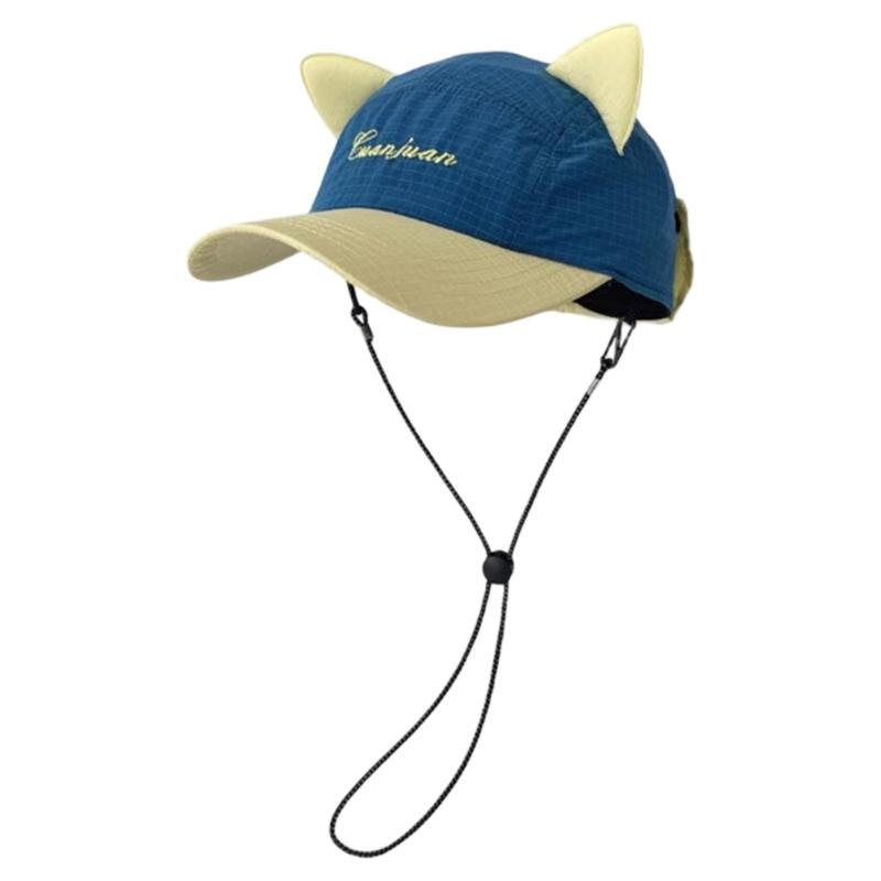 Modern Cats Ears Sun Caps with Sunglasses Breathable Sun Protective Headwear Snapbacks Hat For Outdoor Adventures