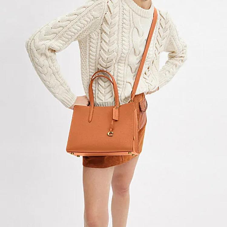 New COACH Carter Cow Leather Tote Bag Shopping Bag Shoulder Bag Crossbody Bag Handbag Large Size Women's Orange CJ806-B4UC8