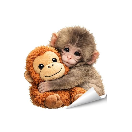 Monkey Window Decal Cute Baby Monkey PVC Sticker Reusable Static Glass Decals for Living Room Home Decor C