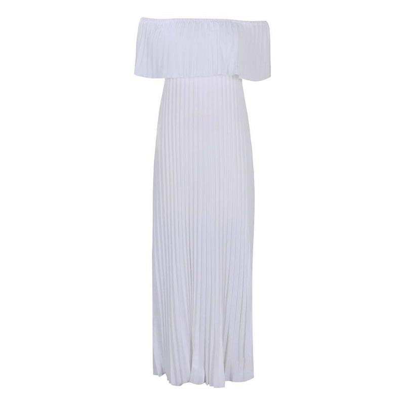 Summer new women's clothing sexy off-the-shoulder chest pleated party dress