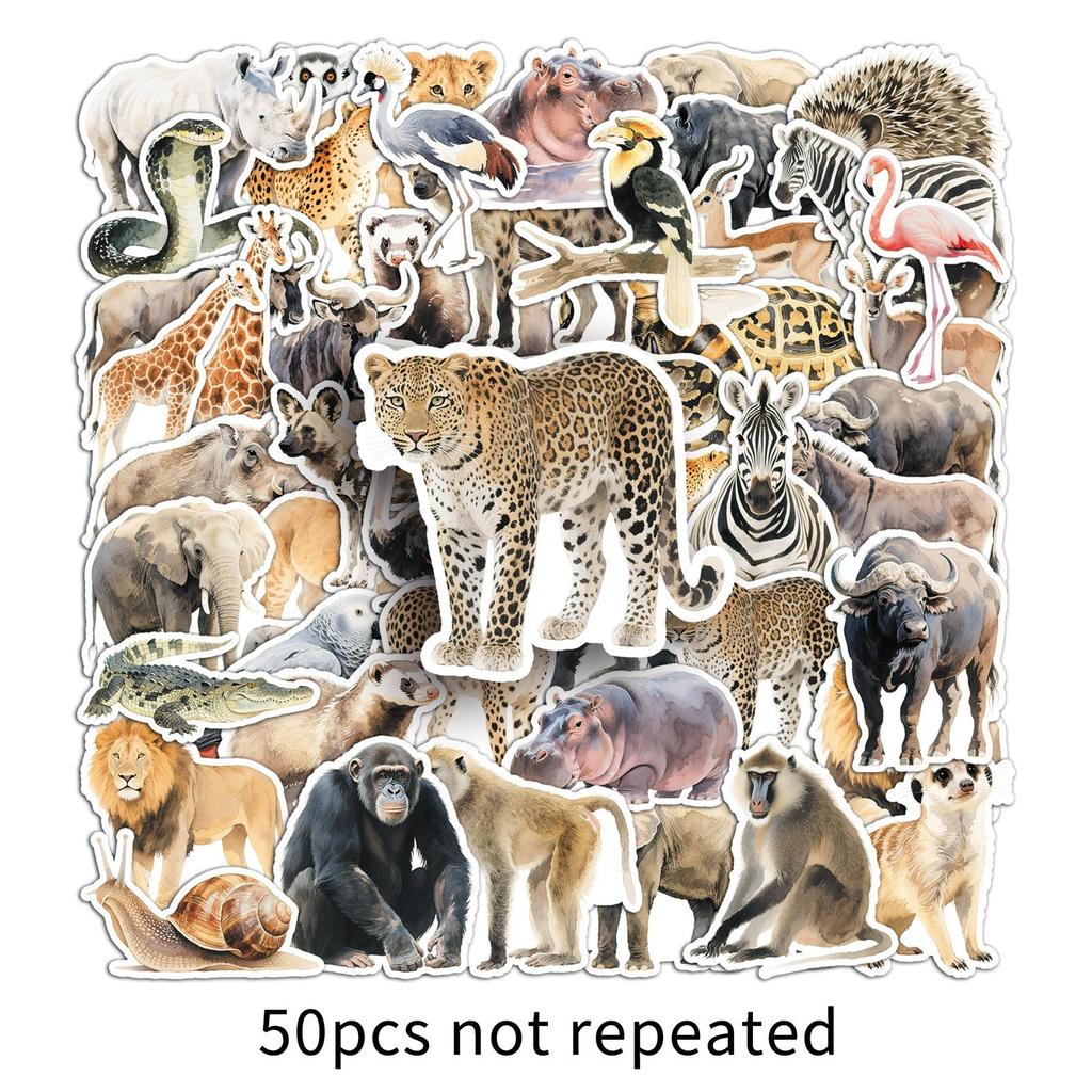 50 New African Animal Graffiti Stickers Personalized Cartoon Lion Decorative Mobile Phone Case Suitcase Stickers