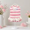 huaqianguhh Colorful Striped Dog Dress, Stretchy Sleeveless Outfit, Cute Ruffled Dress for Small Dogs Teddy Bichon Frise Party Wear