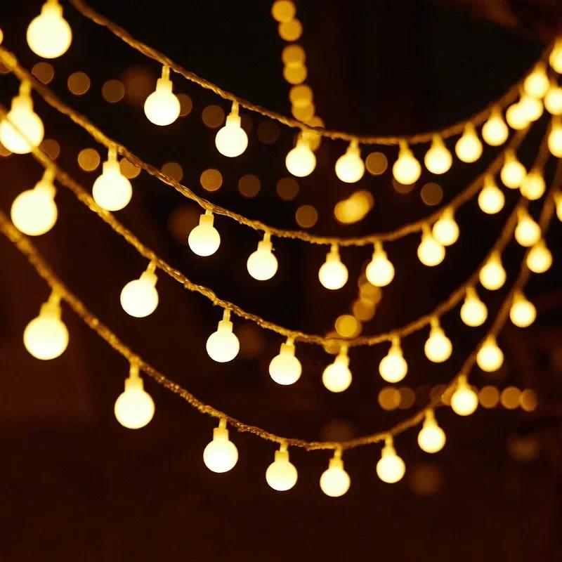 

Battery Powered 1.5m10leds White Ball String Lights Garland Lamp Wedding Garden Fairy Lights Room Christmas New Year Decoration 1.5m10leds&Battery not included