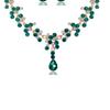 Necklace Pierced Earrings Set Green Exquisite Simulated Crystal Necklace Earrings Set for Wedding Women