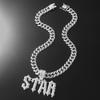 Diamond Letter Pendant Cuban Chain, Domineering Splicing Necklace, Men's Trendy Cool Hip-hop Hip-hop Accessories