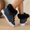 Fashion Women Boots Winter Fashion Women Plush Warm Lace Up Comfortable Platform Flats Casual Sneakers Plus Size Shoes for Women 36-43