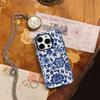 Blue & White Floral MotifFor Magnetic Phone Case for IPhone 17 16 15 14 13 Pro Max Plus Single Double-layer Tough Case