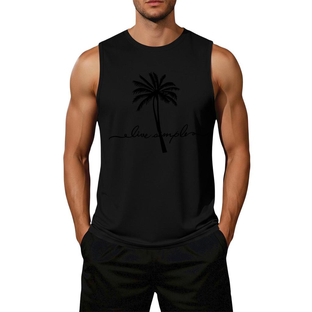 Men's Loose Fit Casual Sleeveless Tank Top Palm Tree Graphic Print Summer Muscle Shirt Lightweight Comfortable Activewear