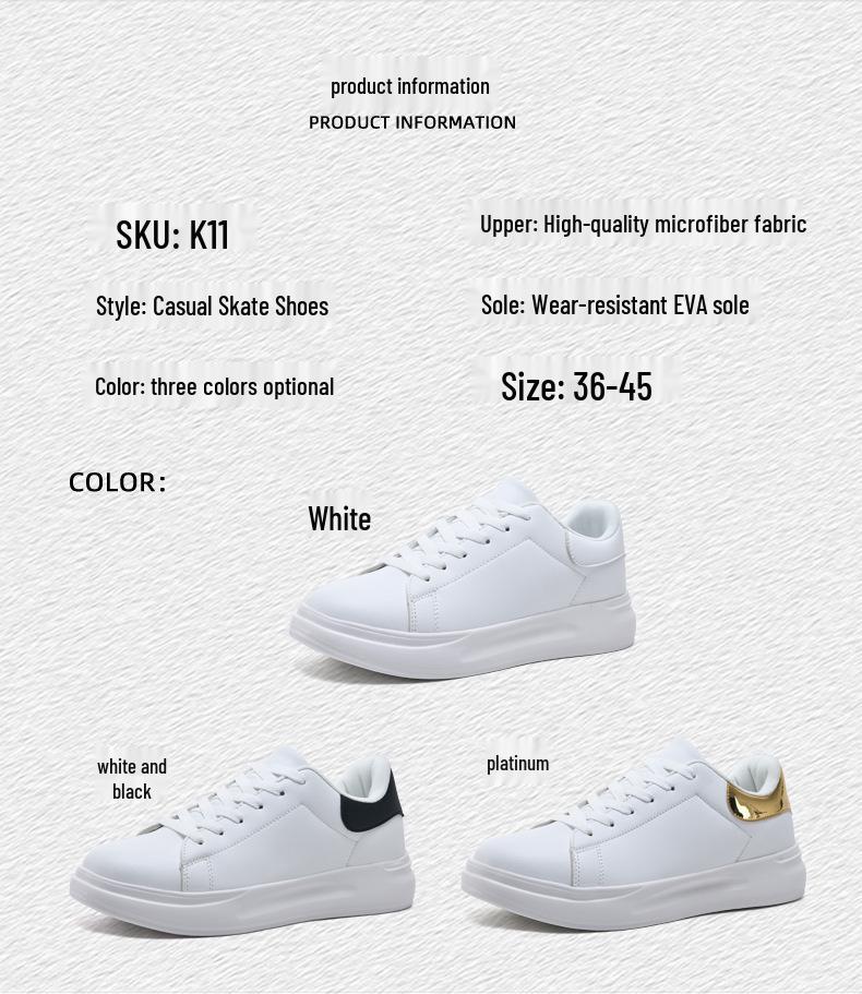 Unisex Plus Size White Leather Waterproof Shoes - Casual Spring/Autumn Sneakers for Teens