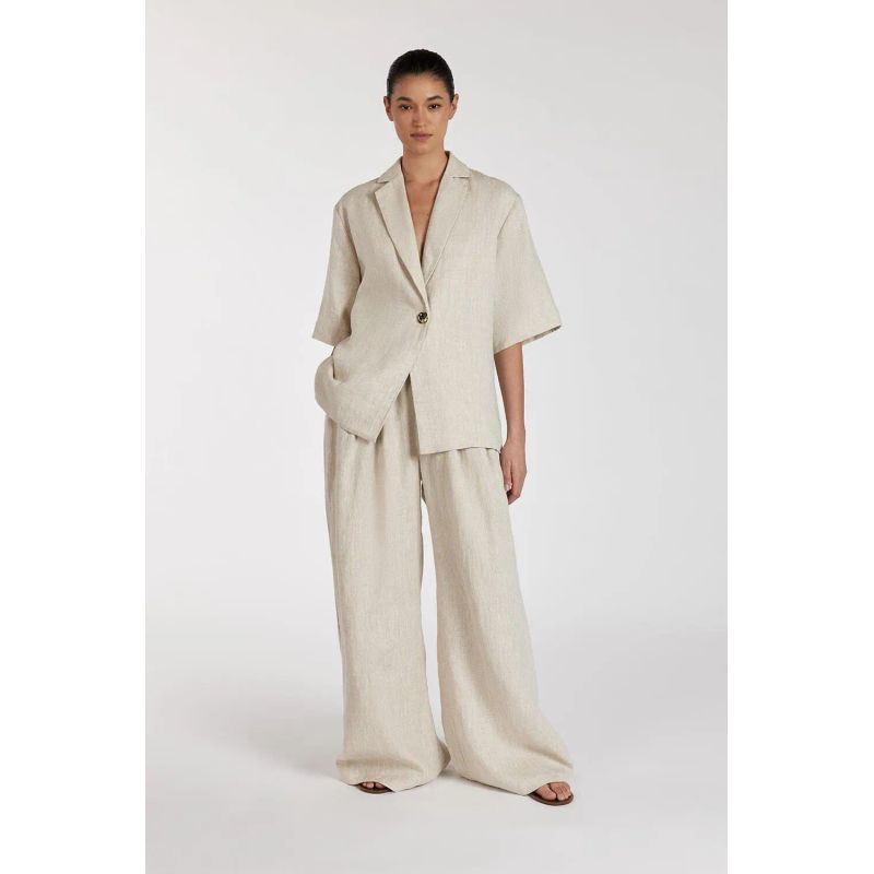 

European and American Lapel Top Loose Wide Leg Pants Two-piece Set Top Wide Leg Pants Two-Piece Set Khaki L