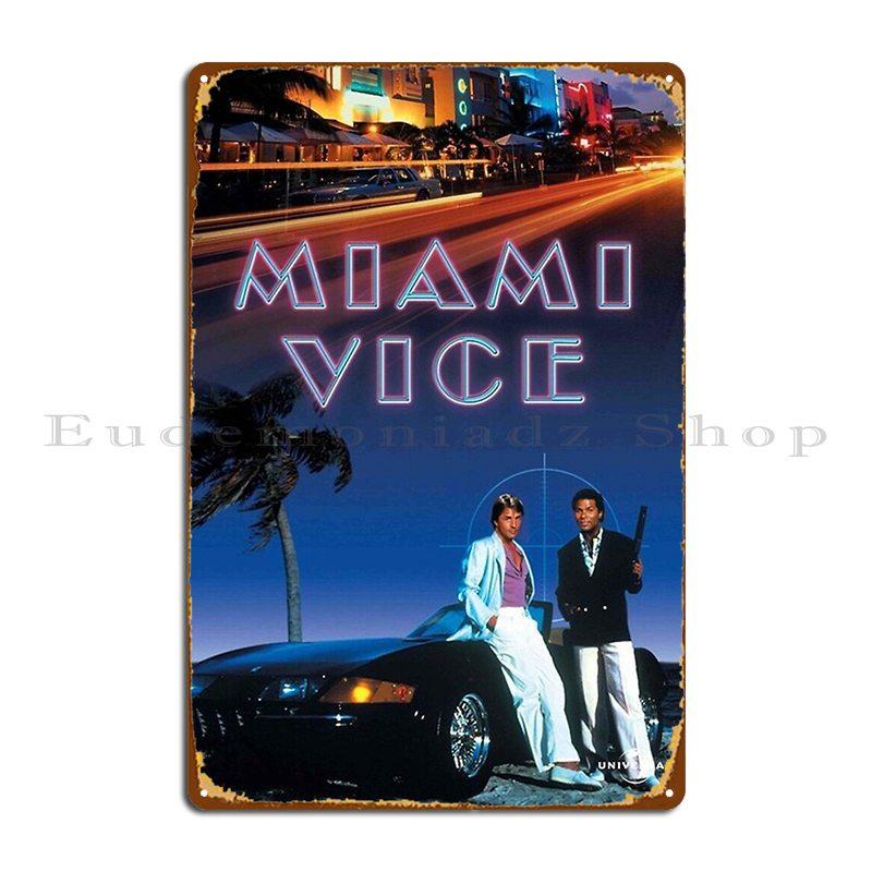 Miami Vice 2006 Targa Metallica Club Club Decorazione Murale Crea Cinema Segno di Latta Poster