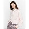 Blacknini Yin Waffle Pink Dai Spring Sakura Bai Nian Lt High Luxury Fabric Bell Sleeve Tweed Outwear
