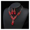 Women Necklace Earrings Rhinestone Luxury Hollow Symmetric Retro Set Out Anti-allergy Hanging Earrings Bridal Wedding