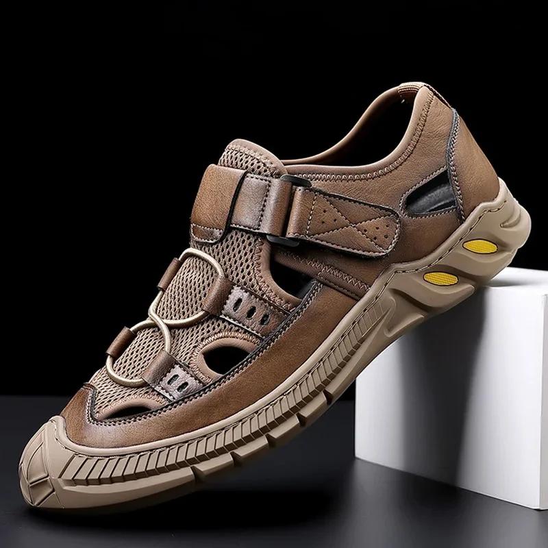 2025 Vintage Classic Mens Sandals Summer Genuine Leather Sandals Men Outdoor Casual Lightweight Sandal