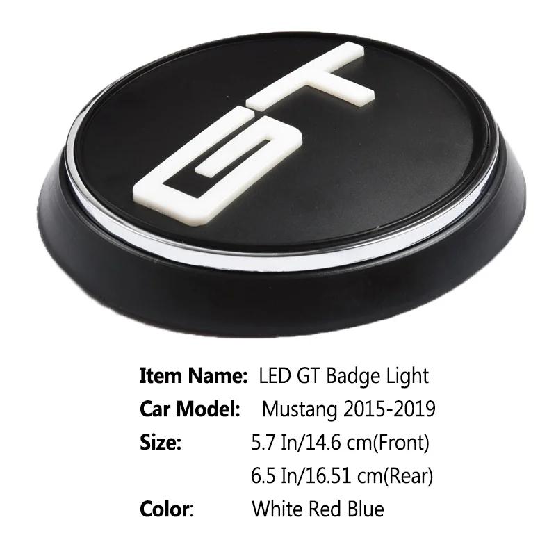 LED Auto Front Hood Emblem for Ford GT Logo Mustang 2015-2019 Rear Trunk Badge Light Car Styling Modification Accessories