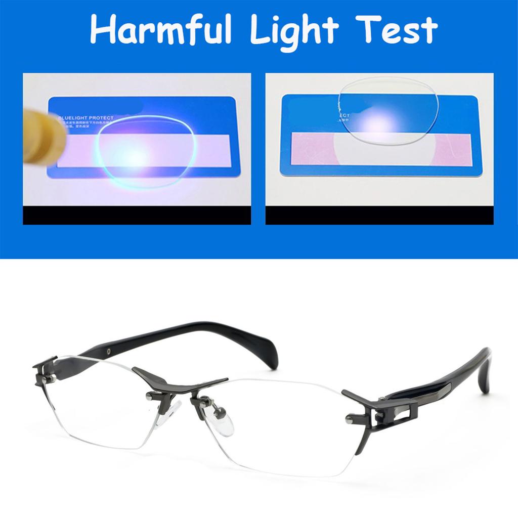 For Male Stylish Male's Reading Eyewear Rimless Design Presbyopic Eyewear Blue Light Blocking Alloy Metal Frame