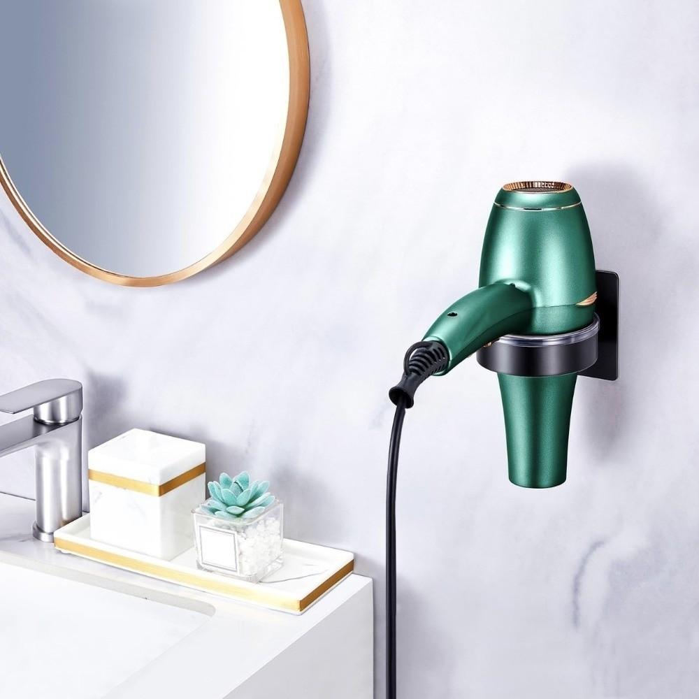No Drilling Hair Dryer Holder Waterproof Wall Mounted Bathroom Storage Rack Strong Adhesion Multi-functional Hair Dryer Stand
