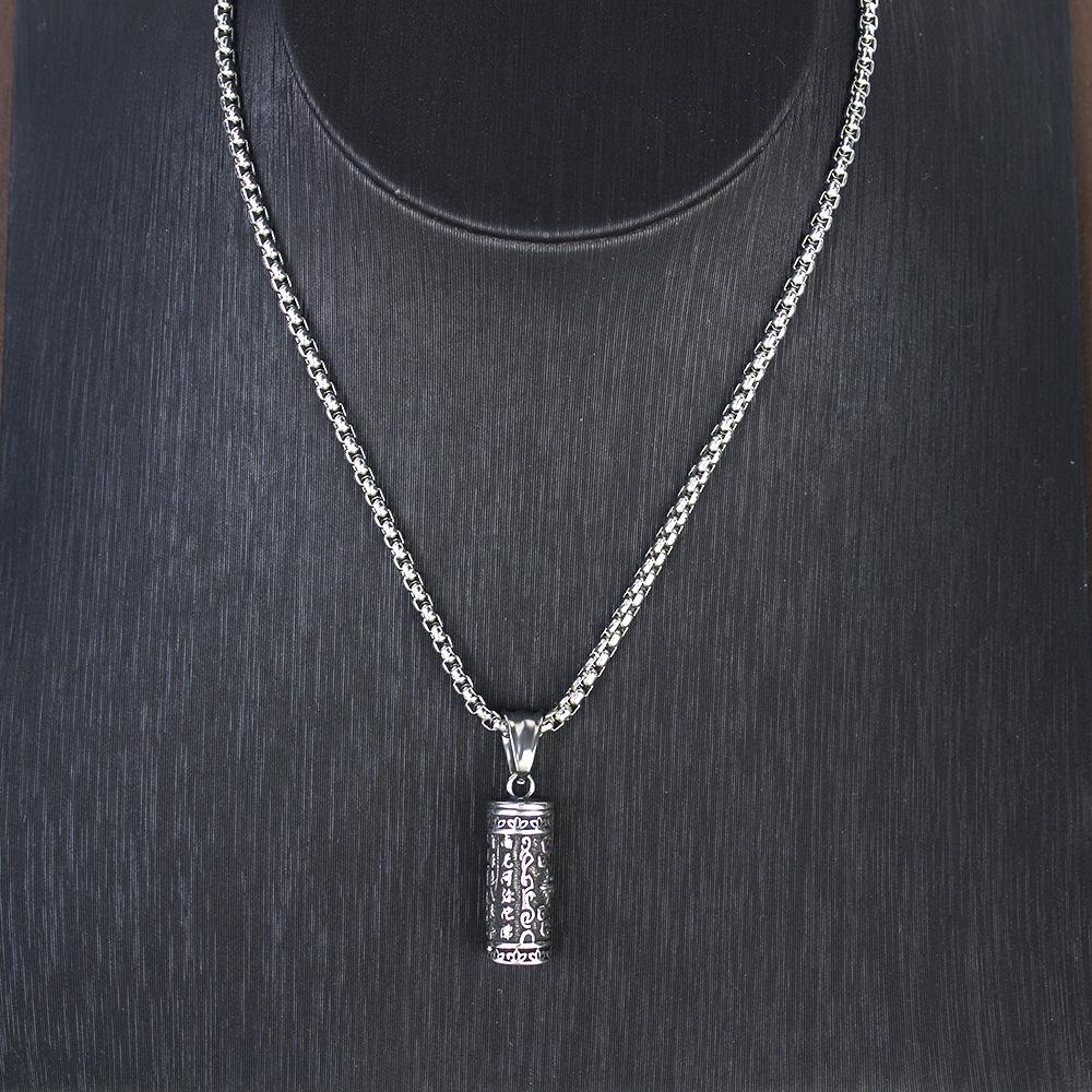European and American Titanium Steel Necklace Men's Hip Hop Bounce Di Mantra Pendant Pendant ,A Gift for My Boyfriend