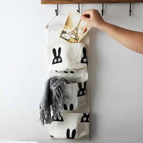 3 Lommer Dør Vegghengende Oppbevaringspose Veske Hjem Garderobe Småsaker Organizer