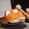 Shiba Inu Wooden Fish Knock Stress Relief Office Desk Decor Cute Gift Handmade Wooden Ornament