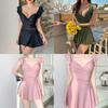 Womens Onepiece Swimsuit With Solid Color And V Neck Design For Water Sports And Slimming Fit