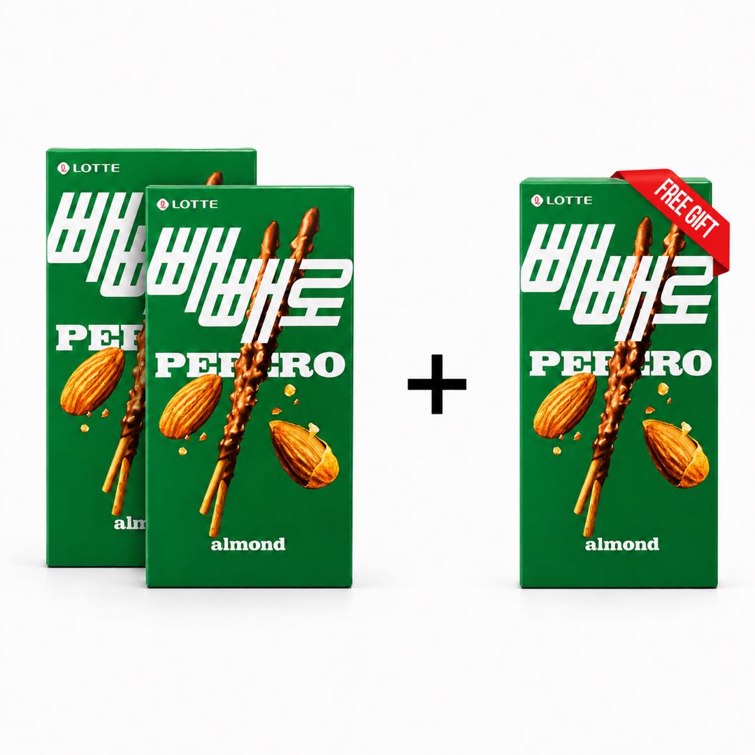 2+1 Lotte Pepero Mandel Schokolade Keksstäbchen 32g #Almond x 2+1box green