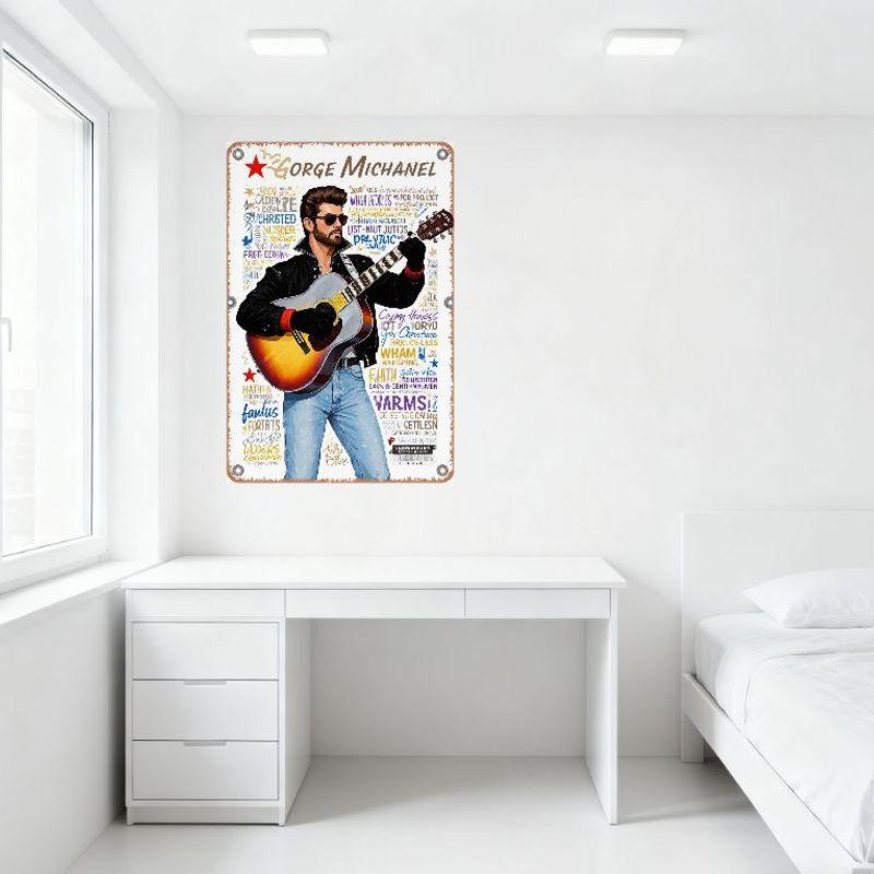 George Michael Vintage Plåtskylt Retro Rock 'n' Roll Akustisk Gitarr Metallplatta för Hembar Man Cave Dekor
